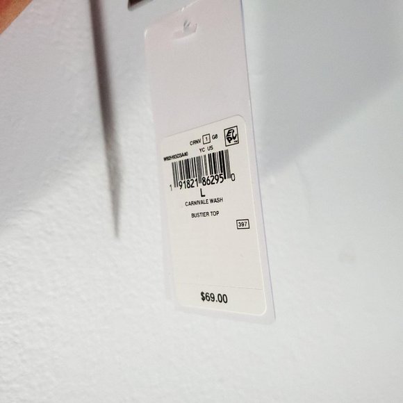 GUESS Carnivale Wash Bustier Crop Top L - Picture 5 of 7